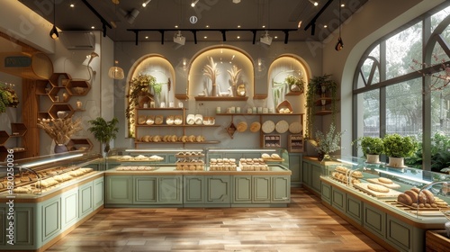 Bakery shop and modern caffee design  AI generated