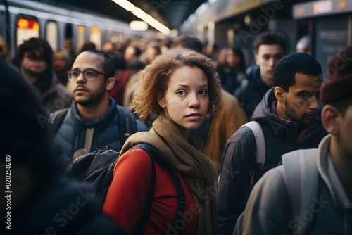Wallpaper Mural man stand on busy subway station during morning commute Torontodigital.ca
