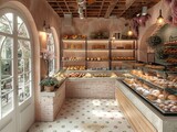 Bakery shop and modern caffee design, AI generated