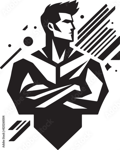 Black silhouette of a superhero gym man