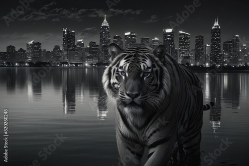 tiger in the night city