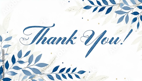 Thank You Message - Hand Lettering of Thankful Card or Gift Card for Print - Social Post for Appreciation - Watercolored Leaves and Flowers