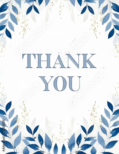 Thank You Message - Hand Lettering of Thankful Card or Gift Card for Print - Social Post for Appreciation - Watercolored Leaves and Flowers