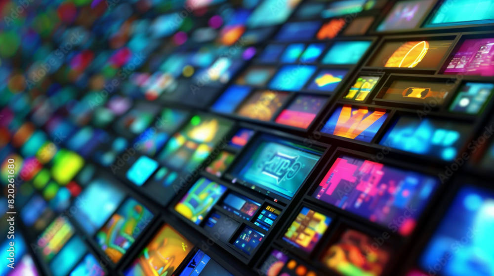 Wall of Television Screens With Different Colors Wall of Television Screens With Different Colors