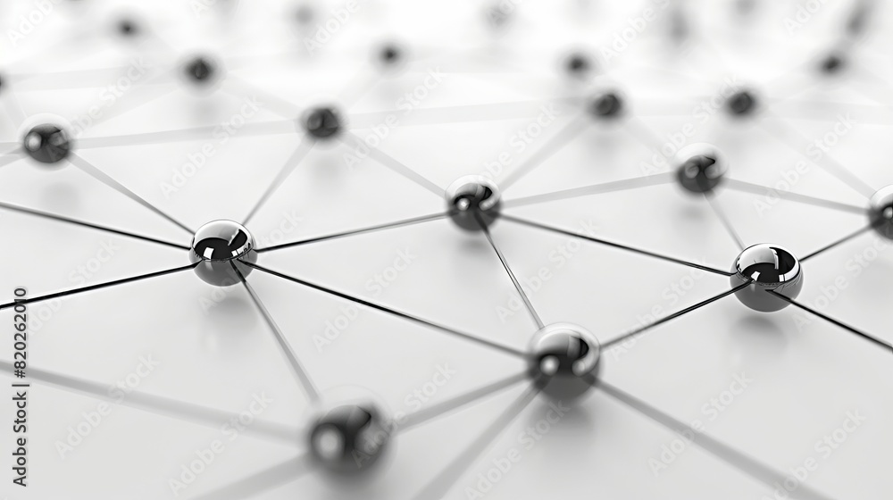 A network of metal balls connected to each other. A network of metal balls connected to each other.