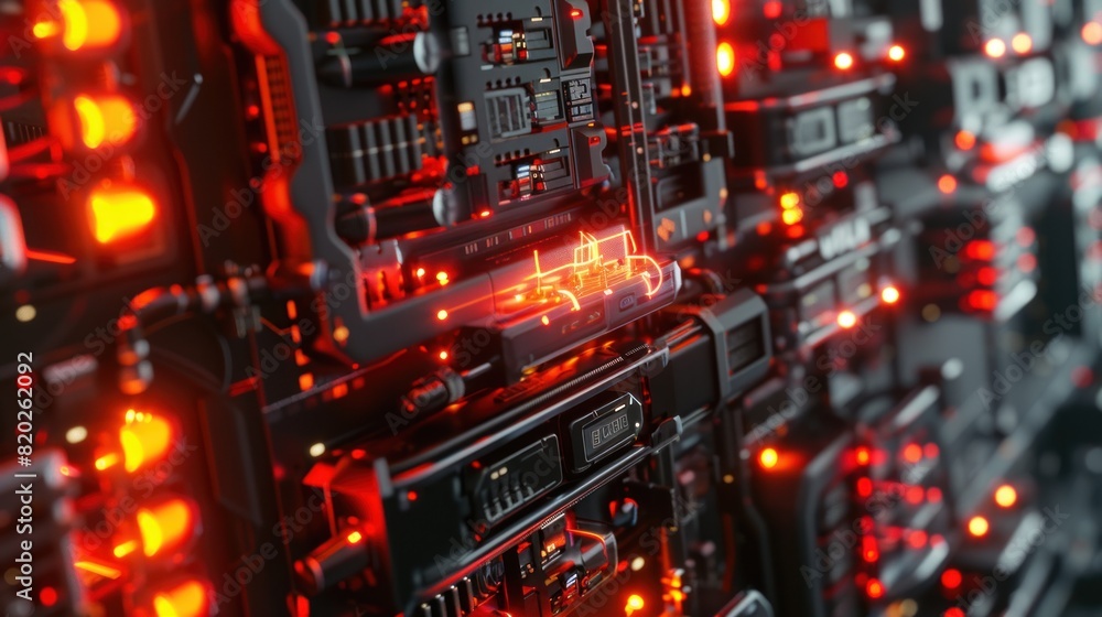 close up view of rack machine data center, 3D rendering of computer data center close up view of rack machine data center, 3D rendering of computer data center