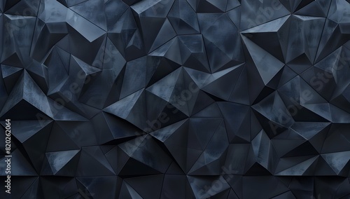 Dark navy blue geometric background with dark gray triangular shapes  3D rendering 