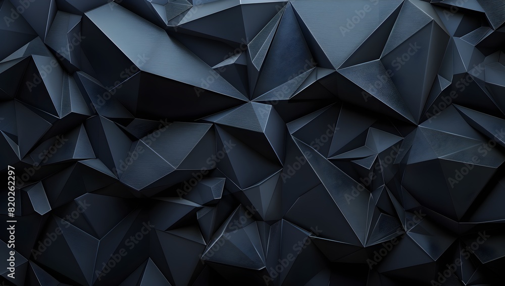 Dark navy blue geometric background with dark gray triangular shapes, 3D rendering
Dark navy blue geometric background with dark gray triangular shapes, 3D rendering
