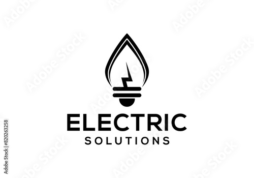 vector electrical logo design with light bulb symbol