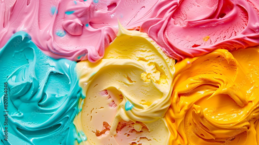 A close up of colorful ice cream. A close up of colorful ice cream.