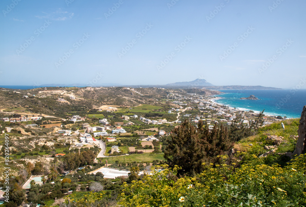 Obraz premium Landscape view of Kastri Island and Kampos town from Castle of Kefalos Kos Island South Aegean Region (Südliche Ägäis) Greece