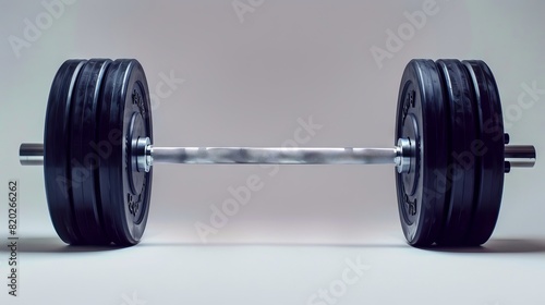 A black dumbbell on a white background. photo