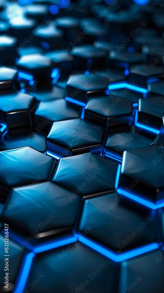 A blue background with hexagons and lights. A blue background with hexagons and lights.
