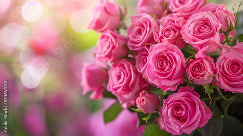 Bouquet of Pink Roses in a Vase