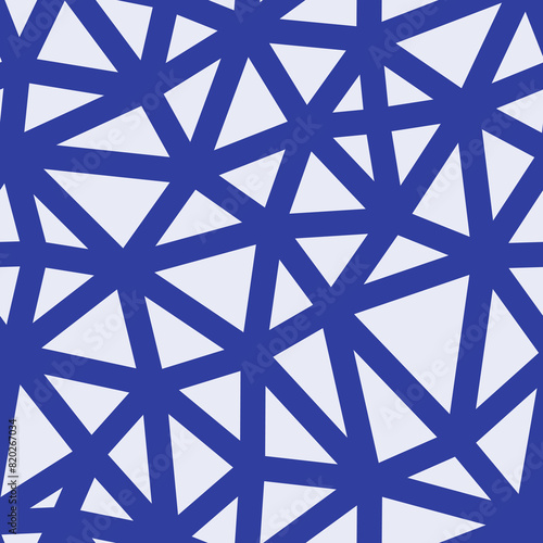 Triangles background design. Indigo color. Medium triangles size. Heavy lines weight. Repeatable pattern. Seamless tileable vector illustration.