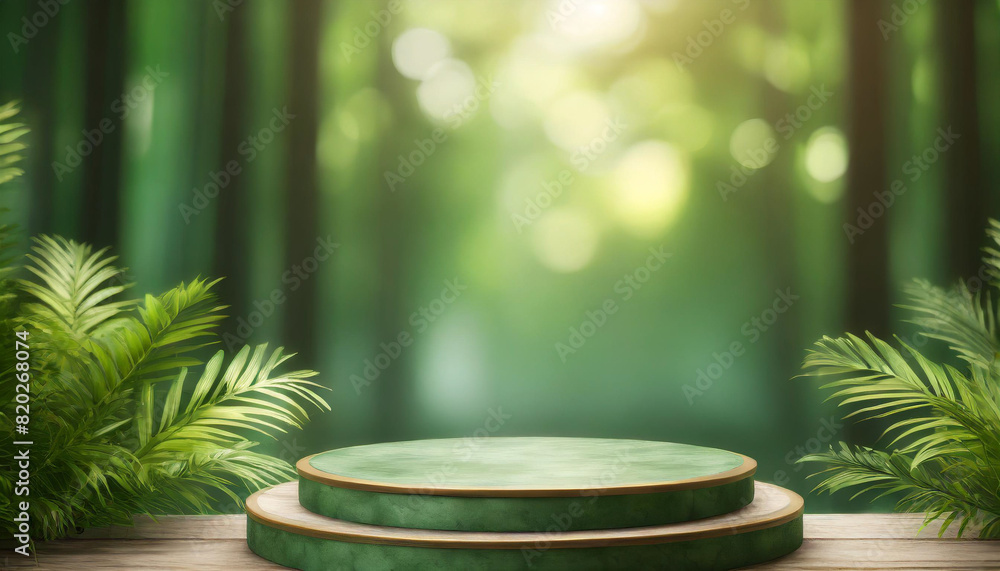 minimalist green podium set against a light, abstract background, ideal for 3D studio presentations and product displays, evoking simplicity and modern elegance minimalist green podium set against a light, abstract background, ideal for 3D studio presentations and product displays, evoking simplicity and modern elegance