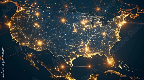 Advanced United States Network Map. Generative AI.