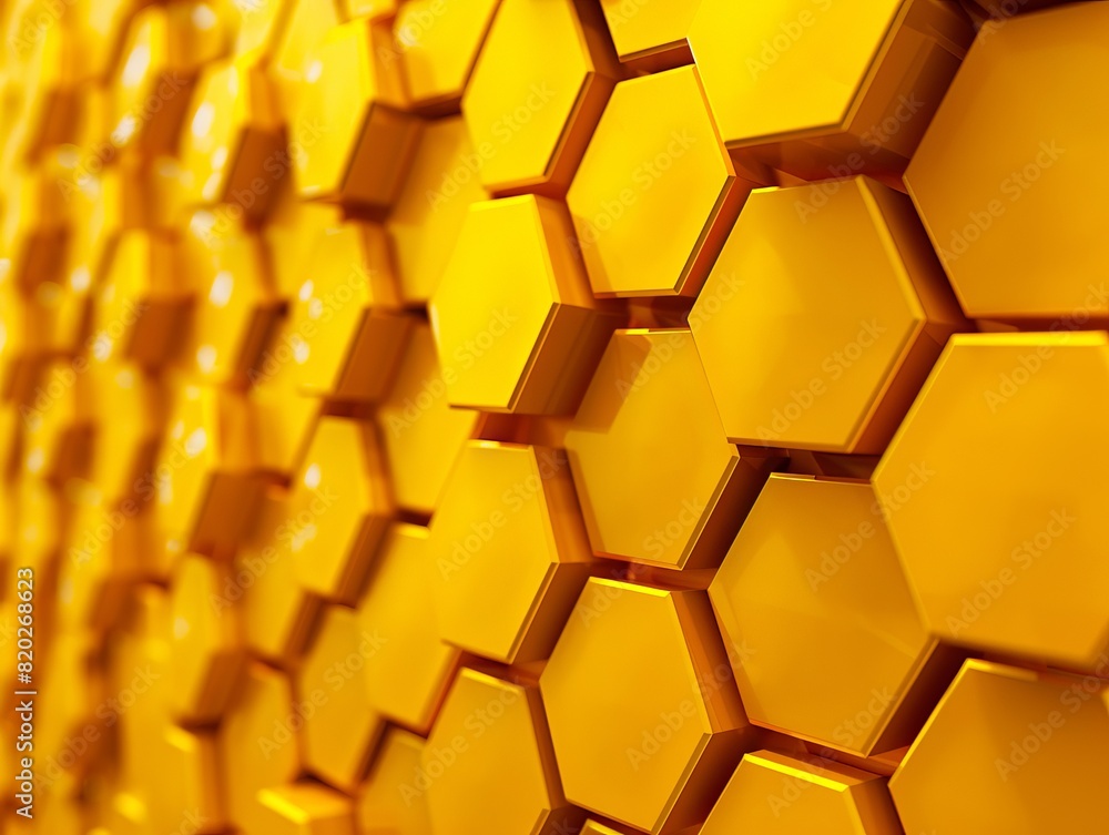 A close up of a yellow hexagonal wall. A close up of a yellow hexagonal wall.
