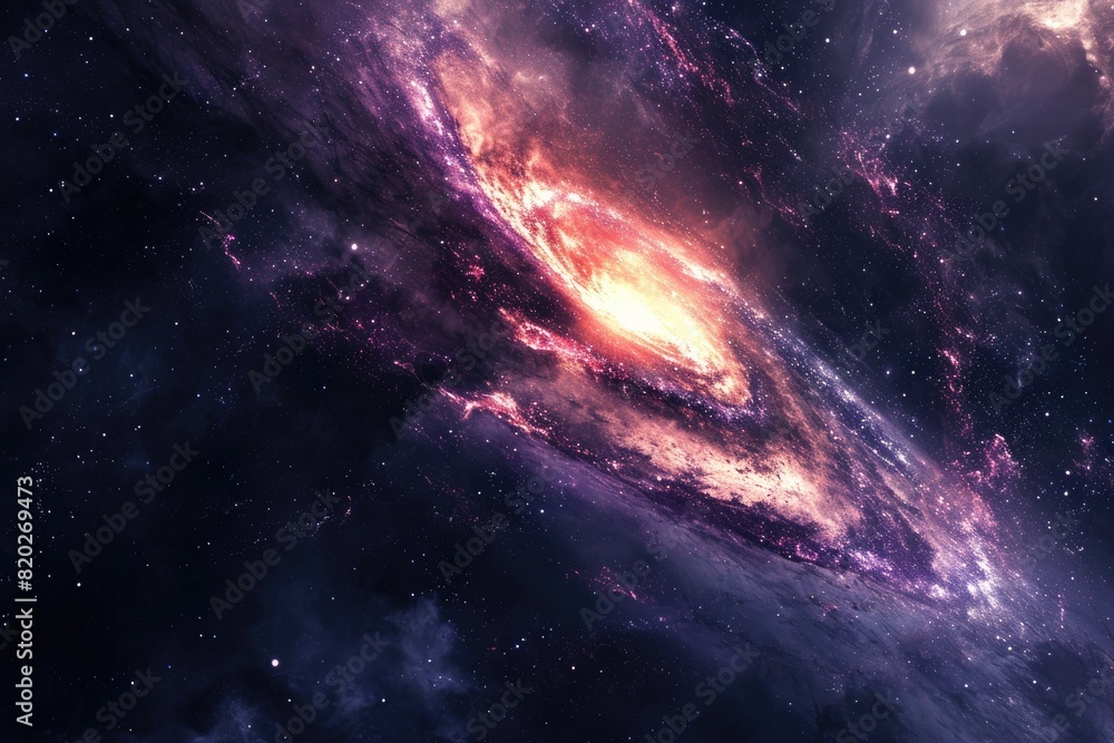 Fototapeta premium Colorful galaxy with nebulas and stars in motion