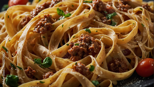 Tagliatelle Bolognese plate is delicious