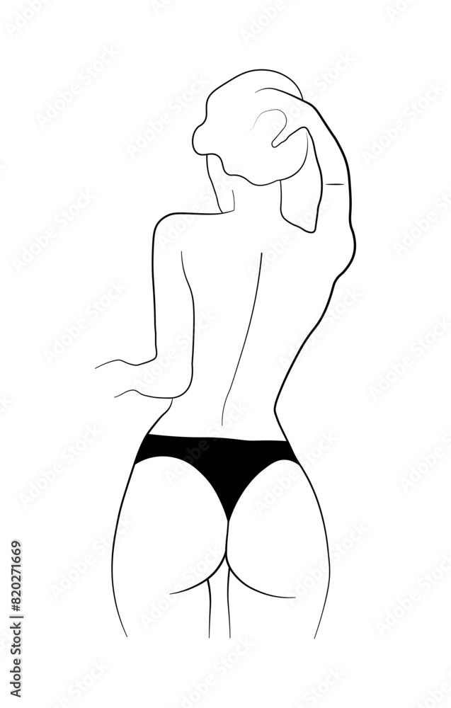 woman in bikini swimsuit, black and white drawing woman in bikini swimsuit, black and white drawing
