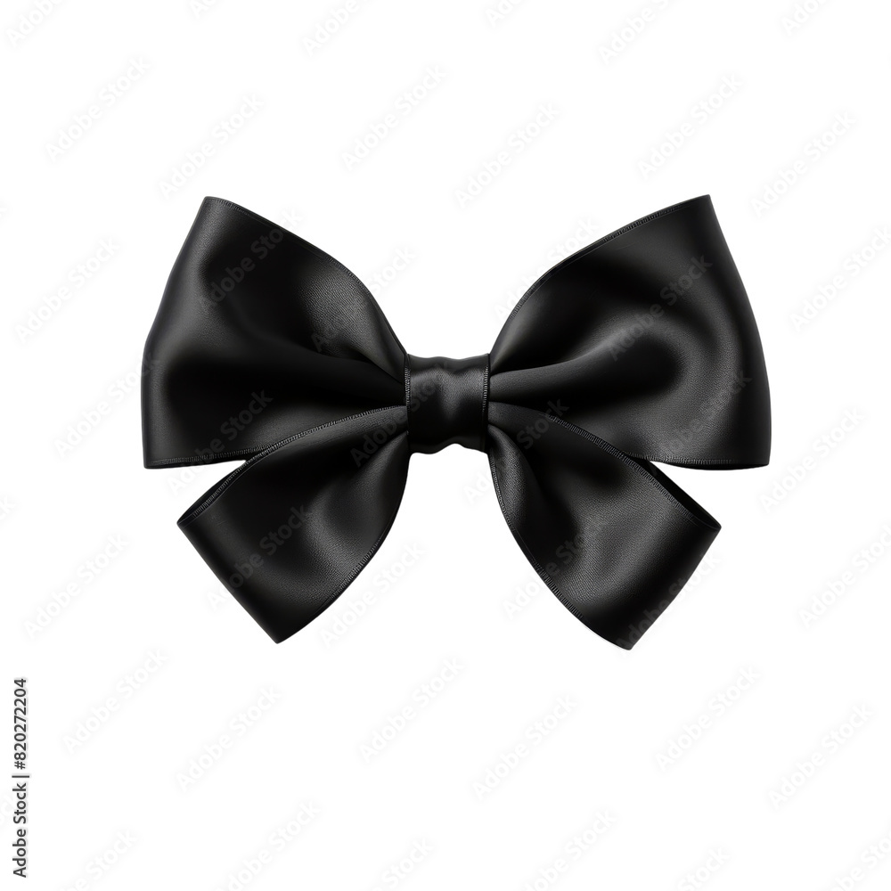 Black ribbon bow isolated on transparent background, cut out, PNG. Black ribbon bow isolated on transparent background, cut out, PNG.