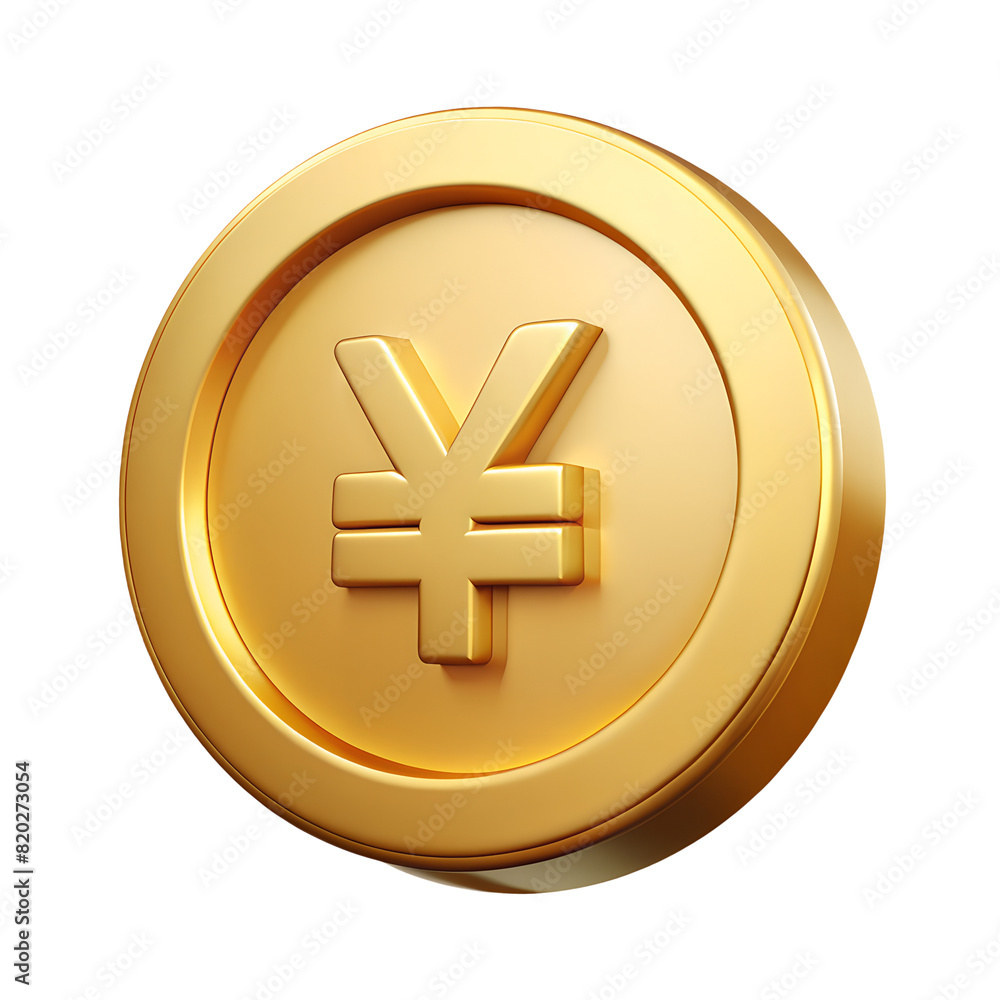 Gold Chinese yuan coin cash money. 3D icon with transparent PNG background Gold Chinese yuan coin cash money. 3D icon with transparent PNG background
