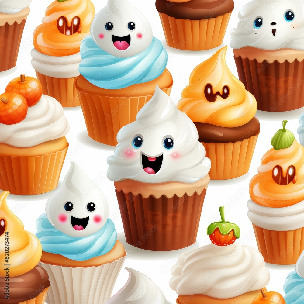 High-quality pastel halloween seamless pattern background on white background for stock photos High-quality pastel halloween seamless pattern background on white background for stock photos
