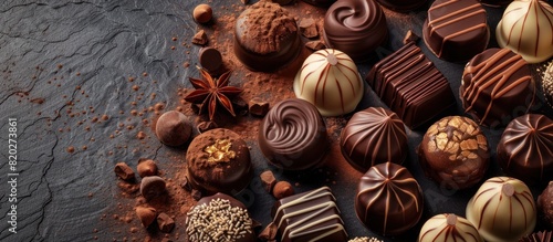 Gourmet Chocolate Dessert Selection A Luxurious Indulgence in Dark Toned Splendor photo