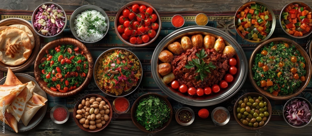 Exotic Middle Eastern Mezze Spread A Harmonious Blend of Culinary Tradition and Ornate