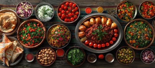Exotic Middle Eastern Mezze Spread A Harmonious Blend of Culinary Tradition and Ornate