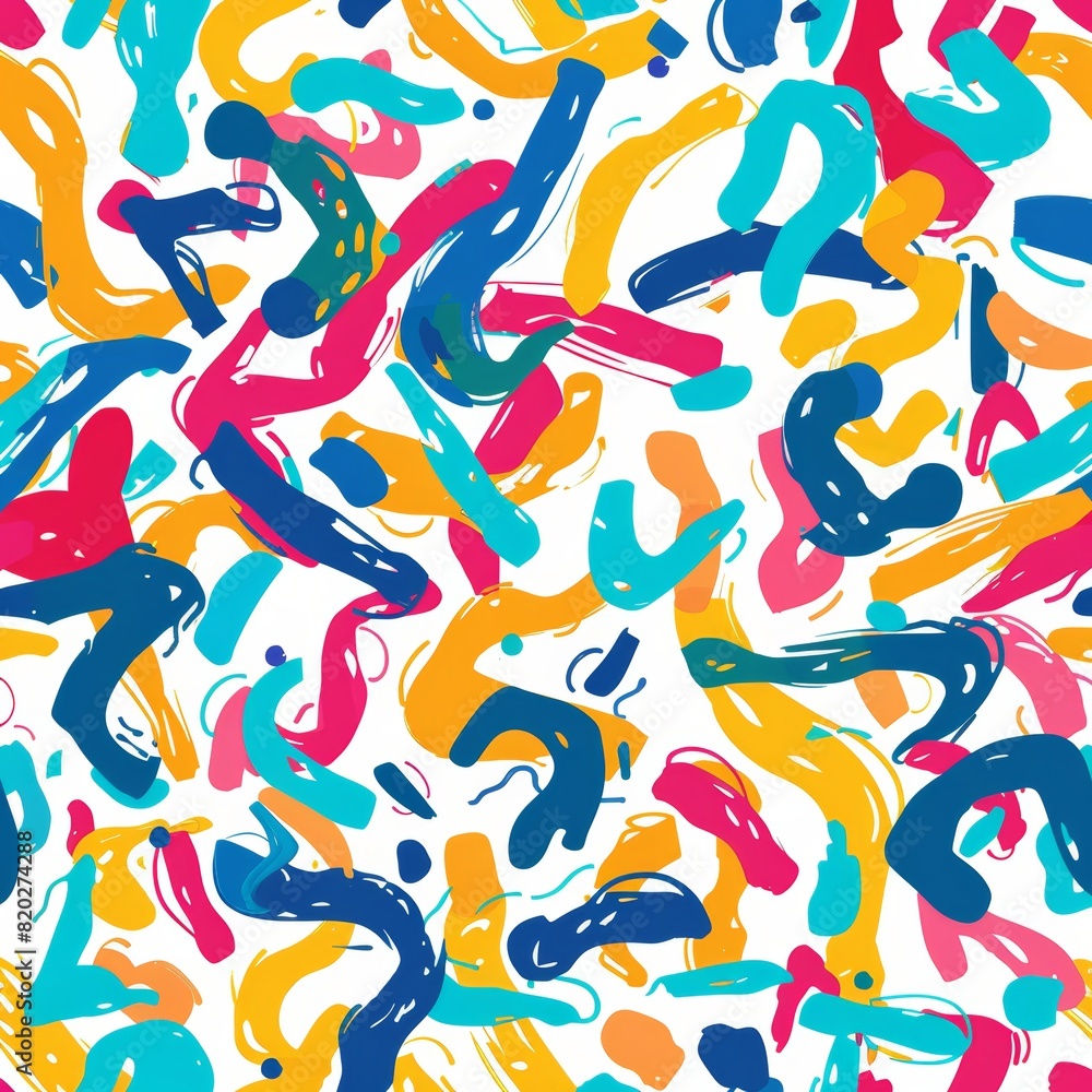 Vibrant and colorful abstract seamless pattern with beautiful lettering design on white background Vibrant and colorful abstract seamless pattern with beautiful lettering design on white background