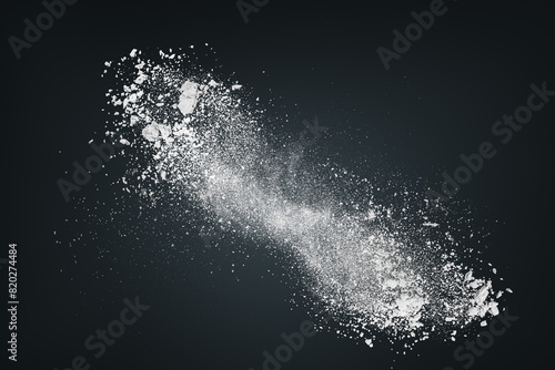 Wallpaper Mural Abstract dynamic cloud of white dust particles dispersing against black smoke background in explosion. Design element creative collage. Torontodigital.ca