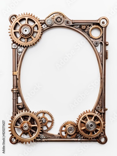 ged Brass Steampunk Gear Frame with Ornate Details