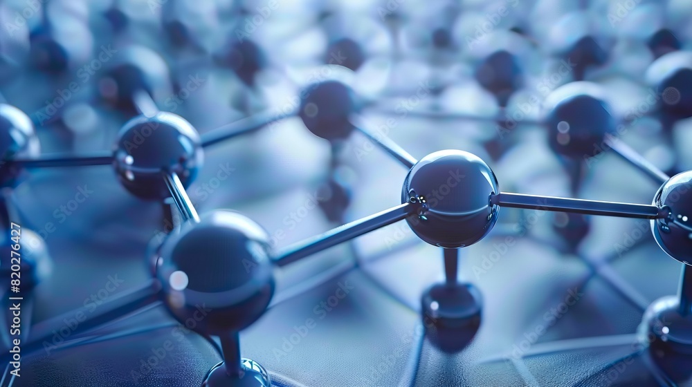 A close up of a network of spheres. A close up of a network of spheres.