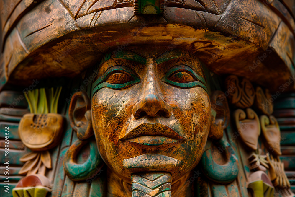 Pharaonic Statue with Mexican-Inspired Headdress
