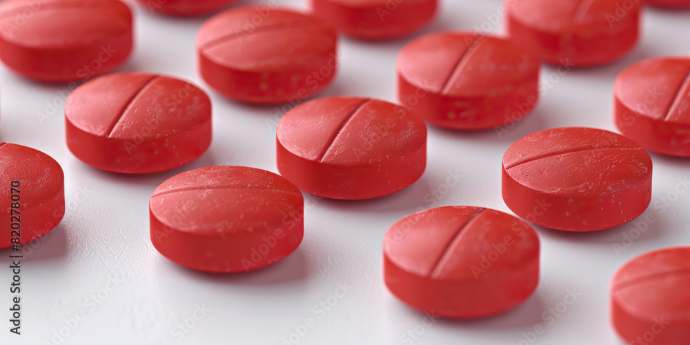 Elegant White Surface Showcases Red Pills: A Symbol of Hope Elegant White Surface Showcases Red Pills: A Symbol of Hope