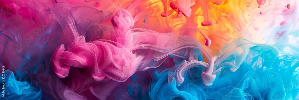 Fototapeta premium Beautiful colorful abstract background. Stylish modern background. Watercolor ink in water. Powerful explosion of paints on a white background. Cool trending screensaver. High quality photo