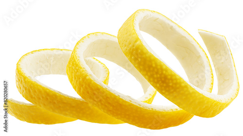 Lemon Peel isolated on white background, full depth of field photo