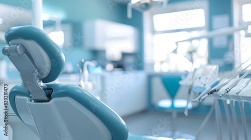Modern dental clinic interior with chair and equipment