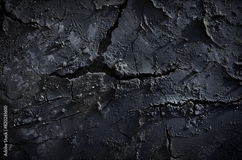 Black Grunge Concrete Wall Texture with Cracks