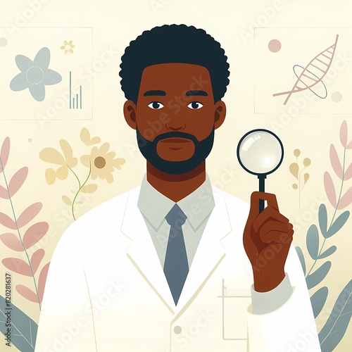 Portrait of a Scientist: Illustration Depicting a Dedicated Researcher photo