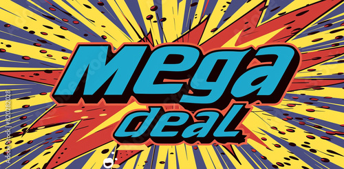 mega deal advert, pop art style, colourful, bright, retail, shopping sale concept photo