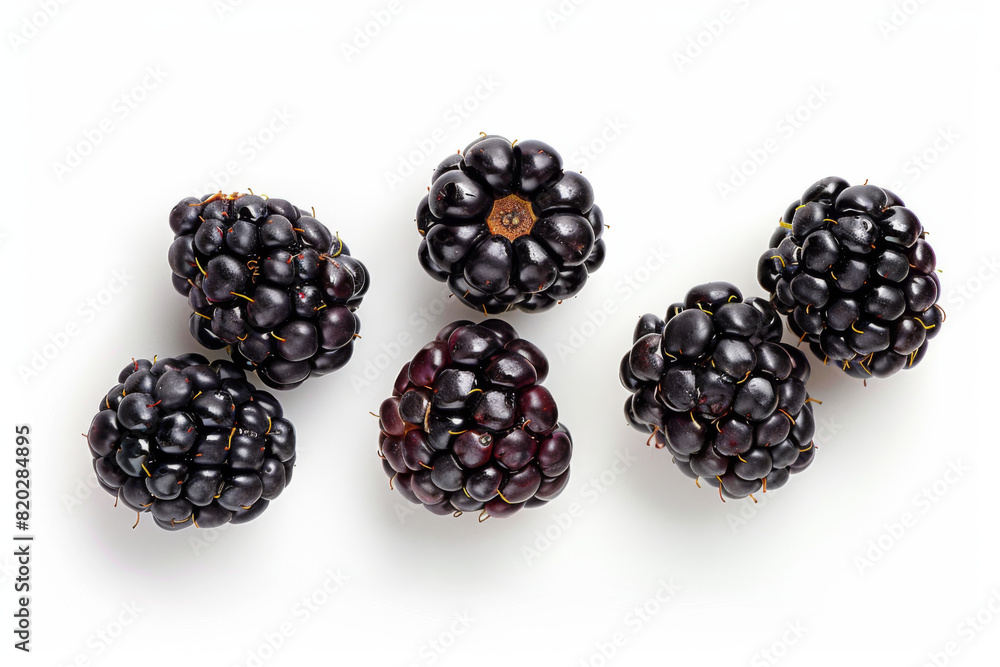 Top View of Several Ripe Blackberries on White Background - Fresh and Juicy Commercial Photography Top View of Several Ripe Blackberries on White Background - Fresh and Juicy Commercial Photography