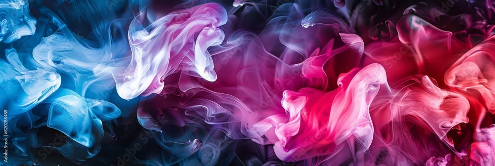 Paint Ink drop in water, Motion color explosion smoke, Blue pink color fluid splash vapor cloud on glitter dust texture black abstract art background. High quality photo Paint Ink drop in water, Motion color explosion smoke, Blue pink color fluid splash vapor cloud on glitter dust texture black abstract art background. High quality photo