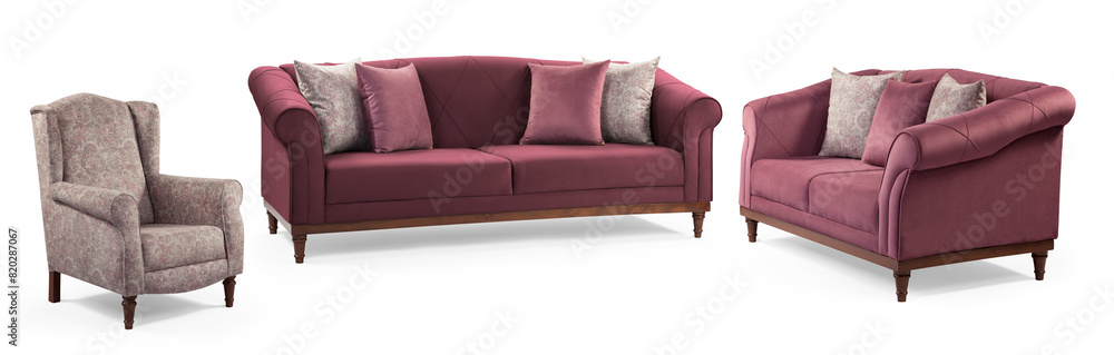 Modern furniture set isolated on white background . Modern furniture set isolated on white background .