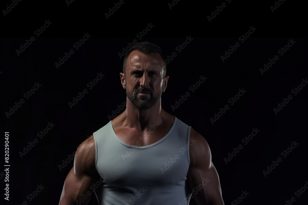 A man with a beard and a beard is standing in front of a black background A man with a beard and a beard is standing in front of a black background