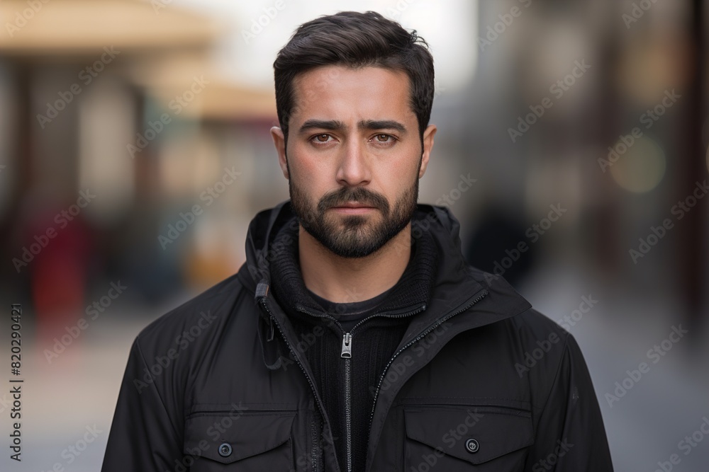 A man wearing a black jacket A man wearing a black jacket