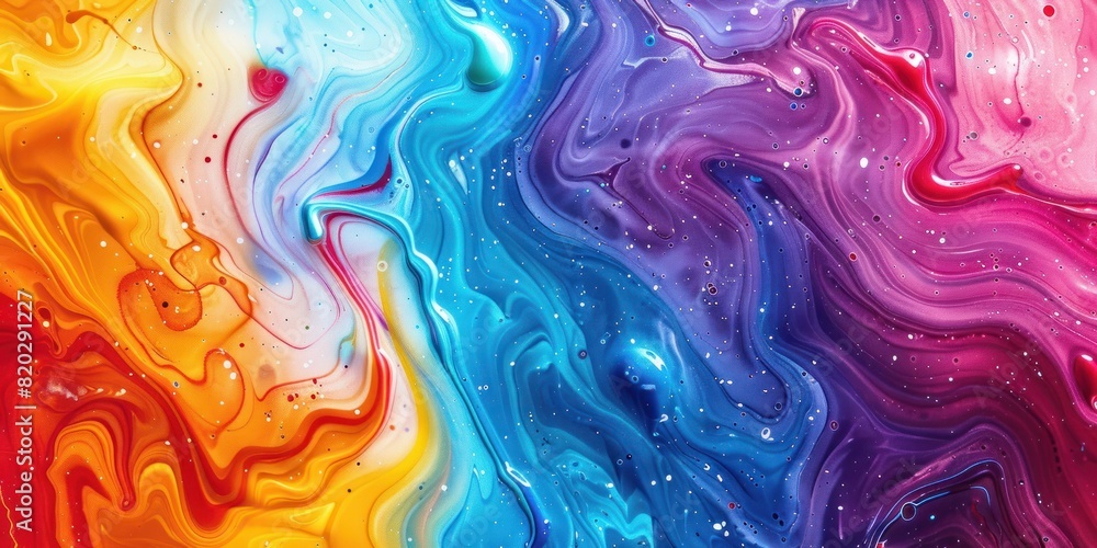 Fluid Acrylic Pour in a Spectrum of Rainbow Colors Fluid Acrylic Pour in a Spectrum of Rainbow Colors