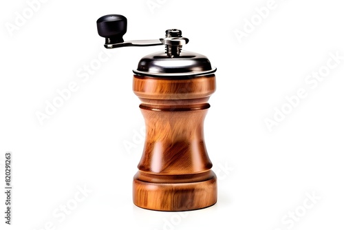 wooden pepper mill isolated on white background